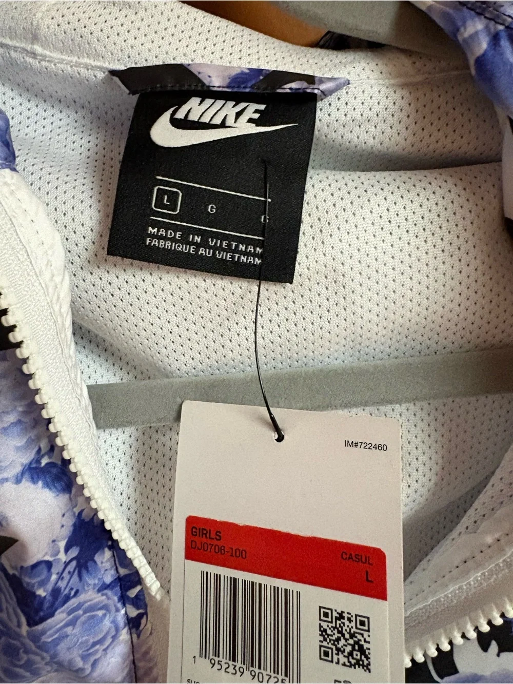 Nike kids Bomber Jacket with Blue Floral Hood